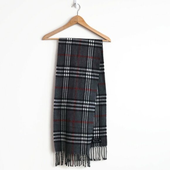 Mens Cashmere Plaid Scarf - Made in Italy -  Grey - Picture 1 of 4
